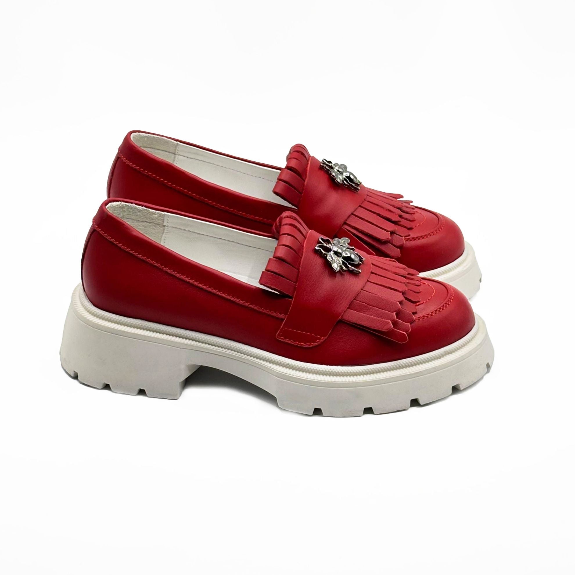 Mocasini Dama Culoare Rosie Ta Din Piele Naturala Cod 131