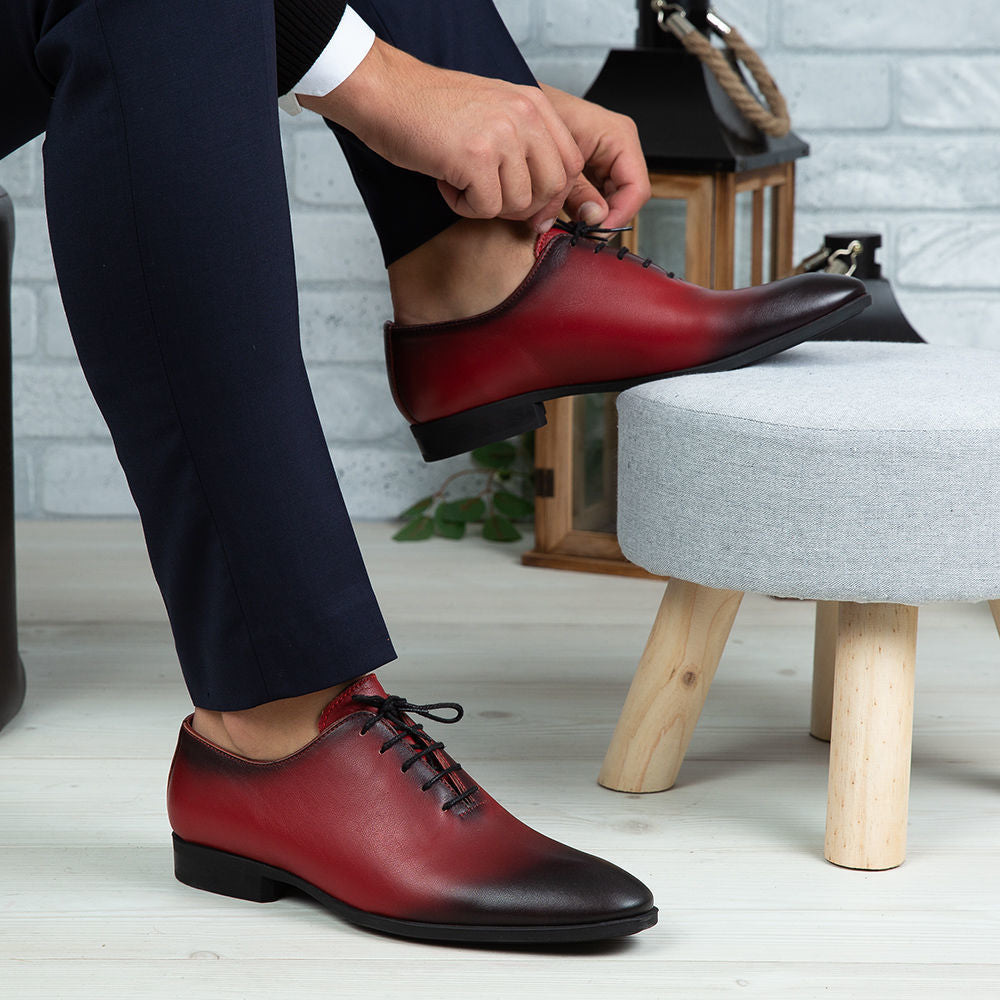 Pantofi Eleganti Barbati Din Piele Naturala O25 Rosu