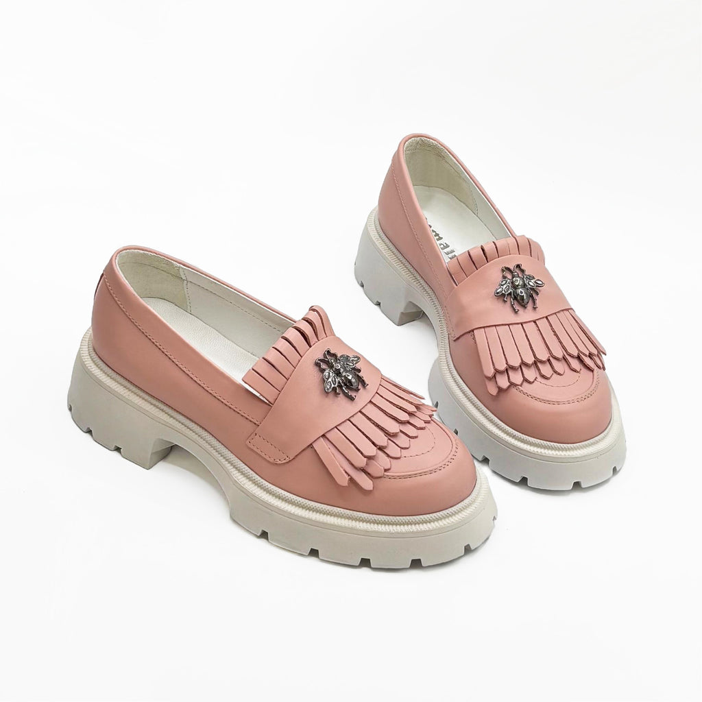 Mocasini Dama Culoare Roz Din Piele Naturala Cod 131