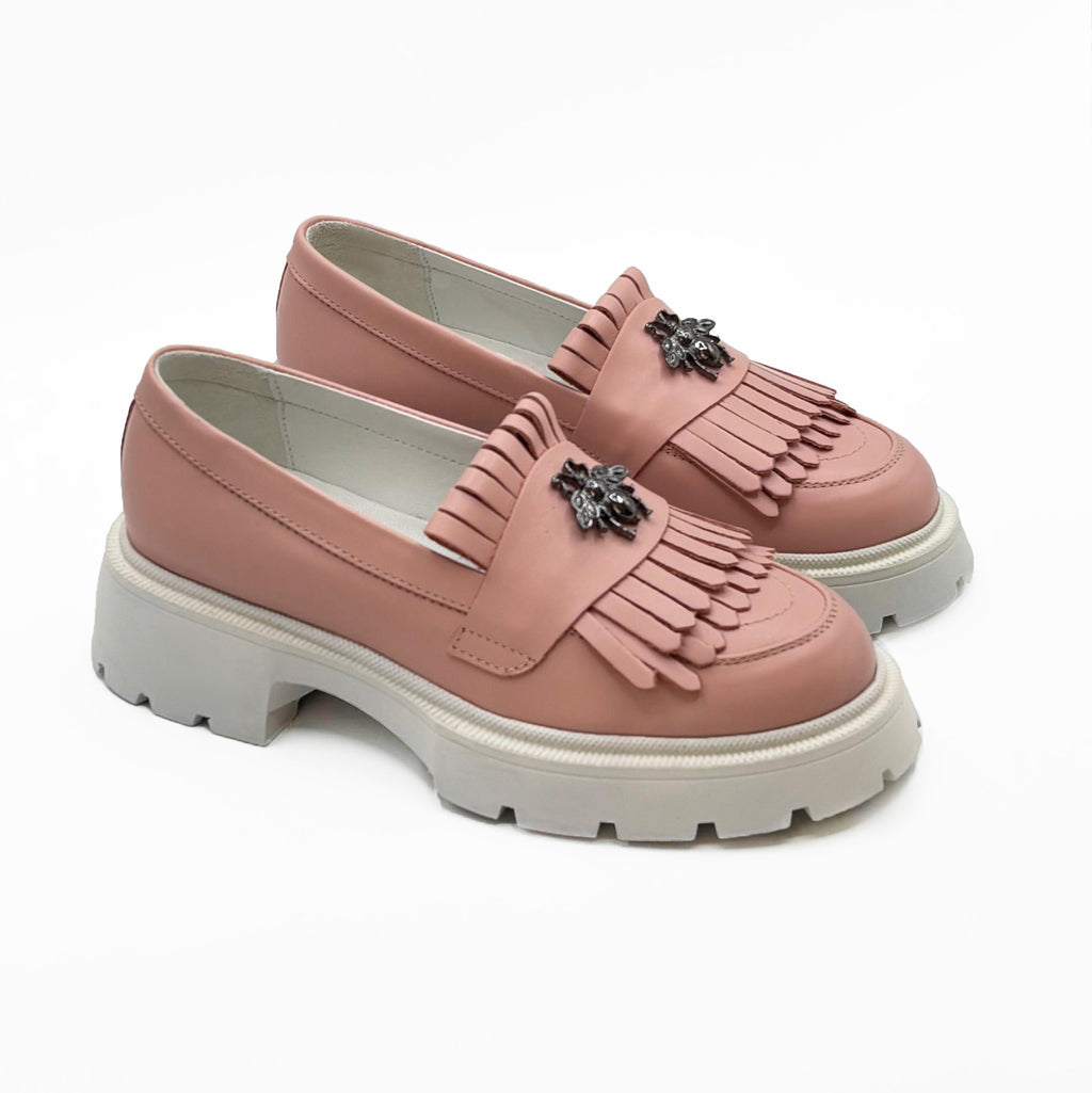 Mocasini Dama Culoare Roz Din Piele Naturala Cod 131