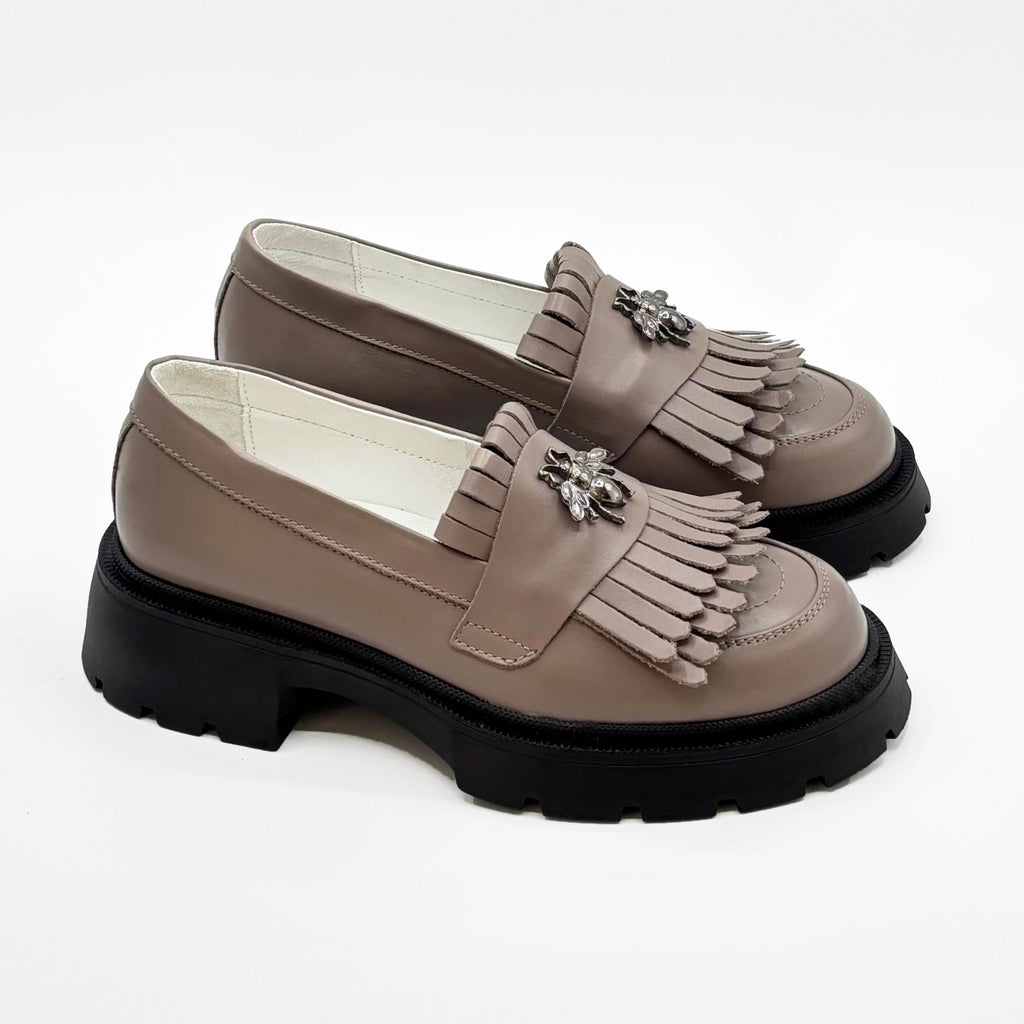Mocasini Dama Taupe Din Piele Naturala 131Tn