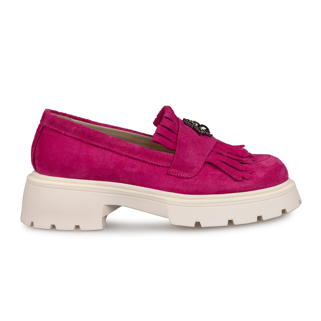 Mocasini Dama Culoare Magenta Velur Ta Din Piele Naturala Intoarsa Cod 131