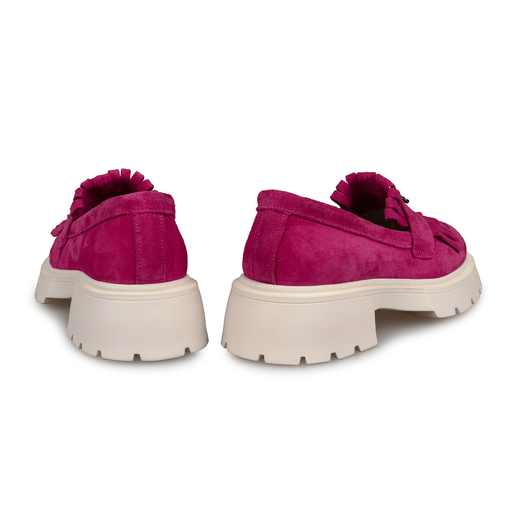 Mocasini Dama Culoare Magenta Velur Ta Din Piele Naturala Intoarsa Cod 131