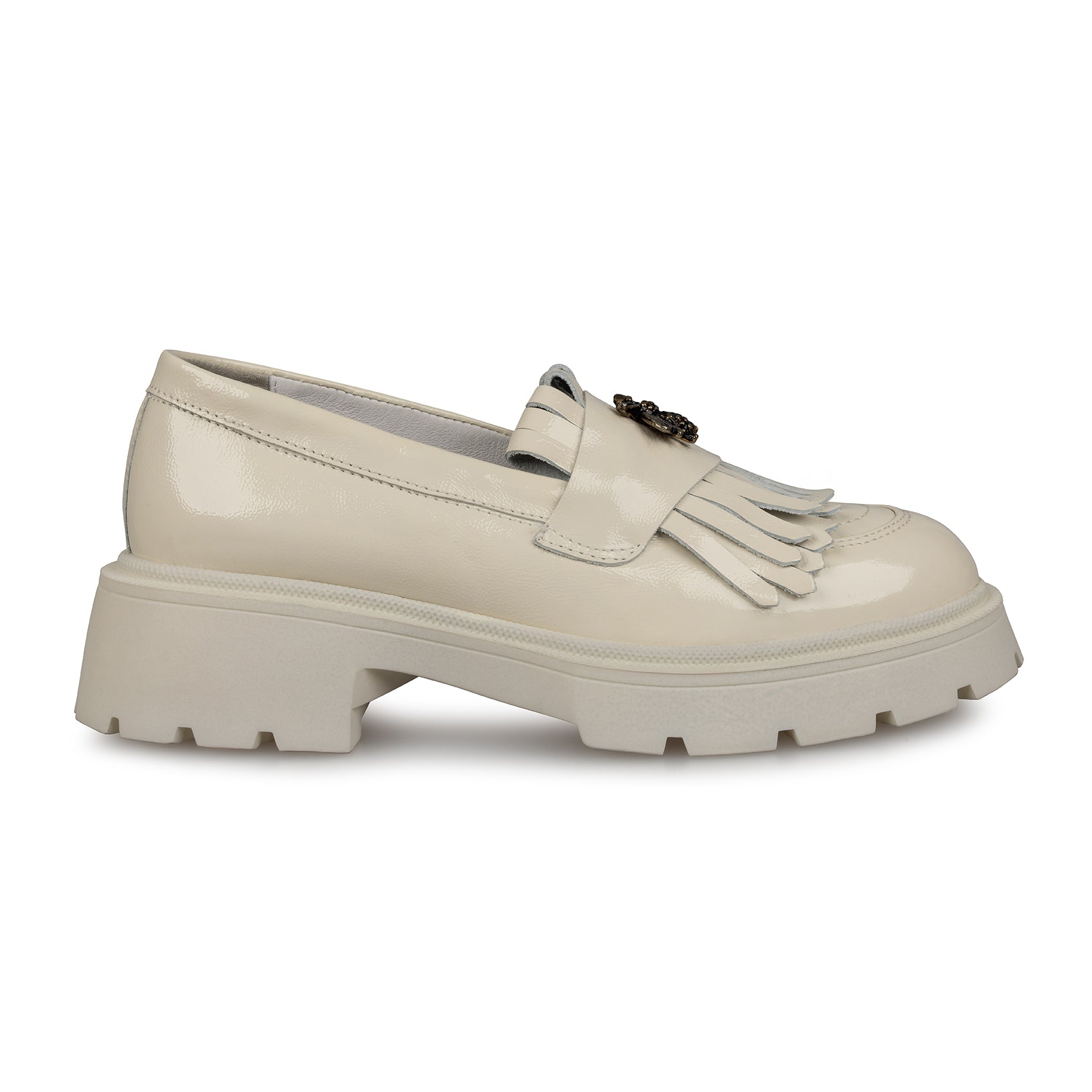 Mocasini Dama Culoare Bej Din Piele Naturala Lacuita Cod 131