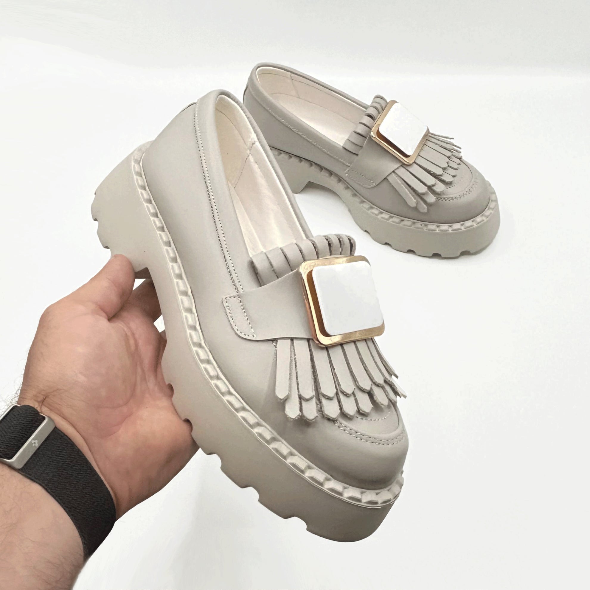 Mocasini Dama Culoare Alb Natur Din Piele Naturala Cod 139