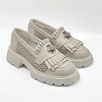 Mocasini Dama Culoare Alb Natur Din Piele Naturala Cod 131 Perforati