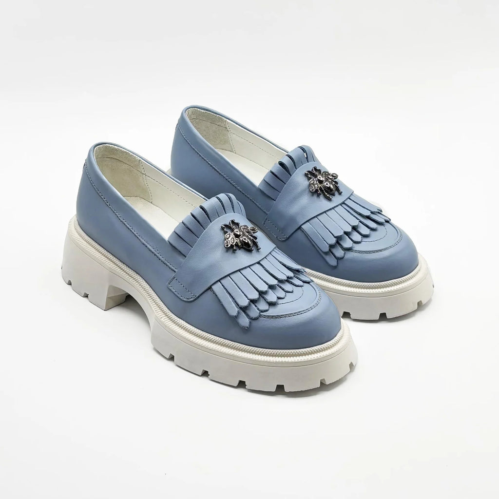 Mocasini Dama Culoare Albastru Din Piele Naturala Cod 131