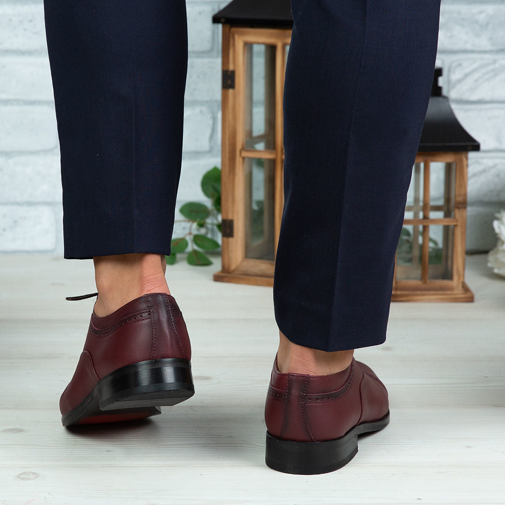 Pantofi Eleganti Barbati Din Piele Naturala 394 Visiniu
