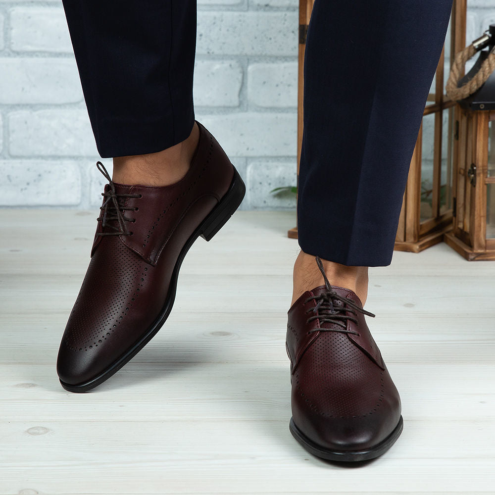 Pantofi Eleganti Barbati Din Piele Naturala 391 Visiniu