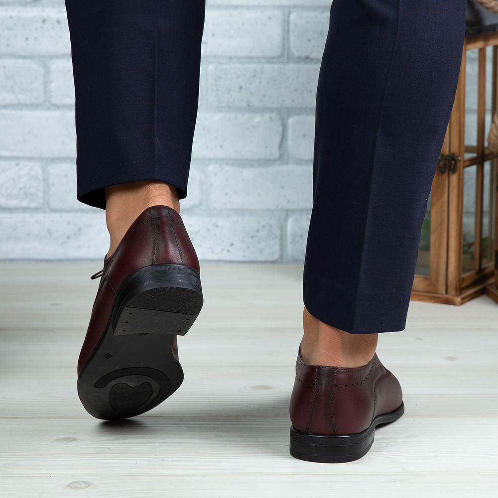 Pantofi Eleganti Barbati Din Piele Naturala 391 Visiniu