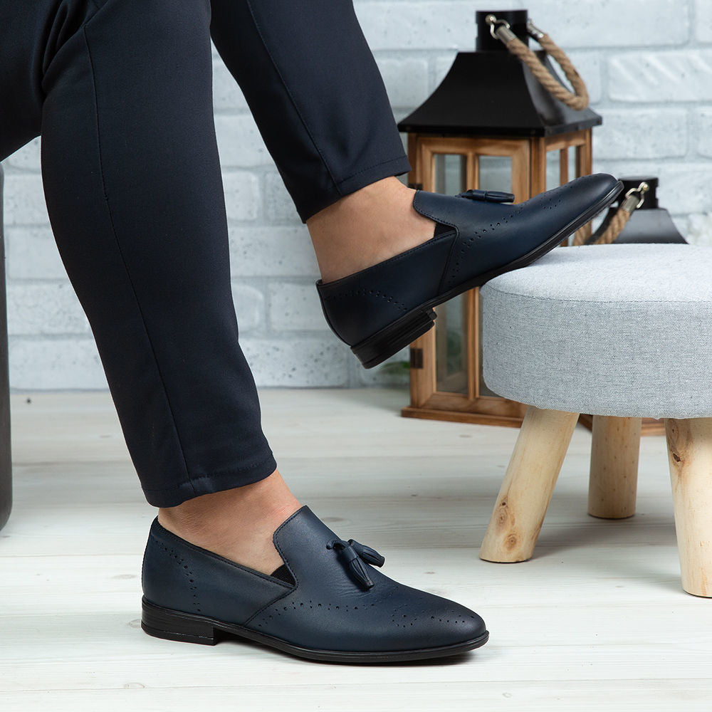 Pantofi Eleganti Barbati Din Piele Naturala 322 Blue