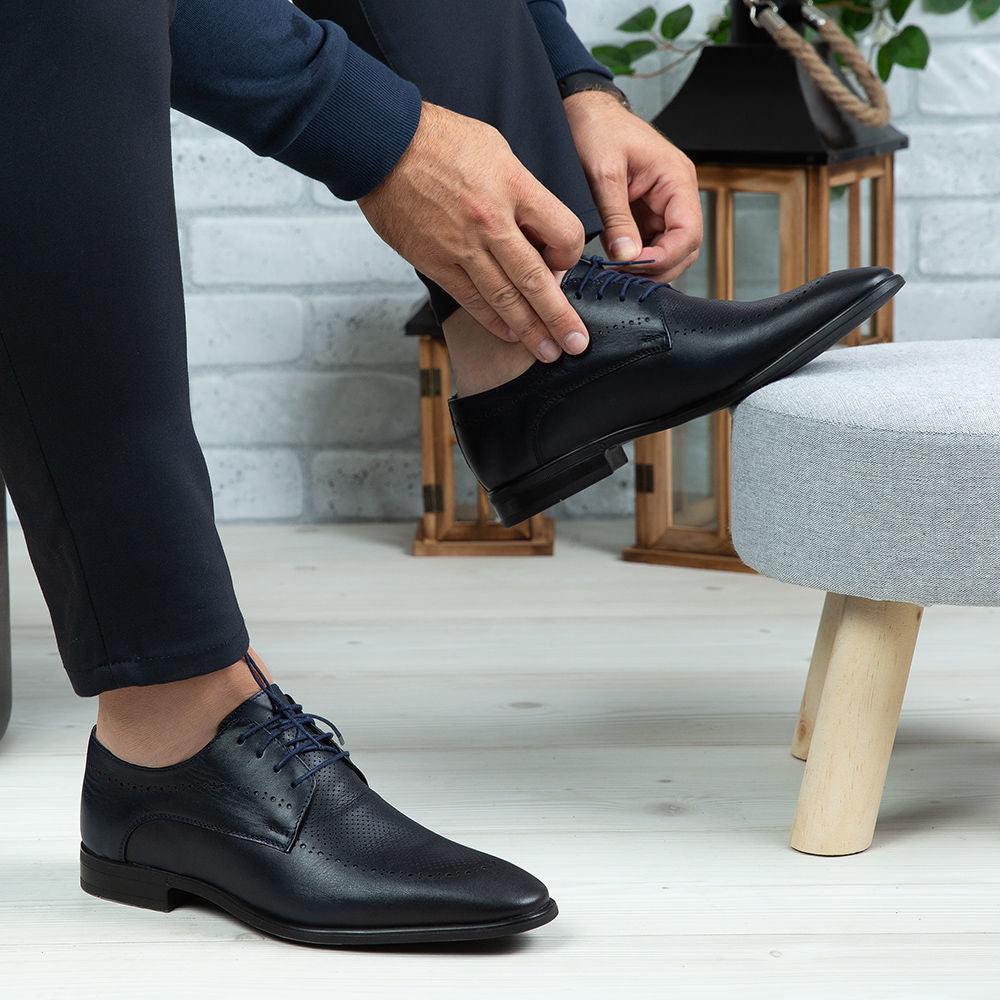 Pantofi Eleganti Barbati Din Piele Naturala 391 Blue