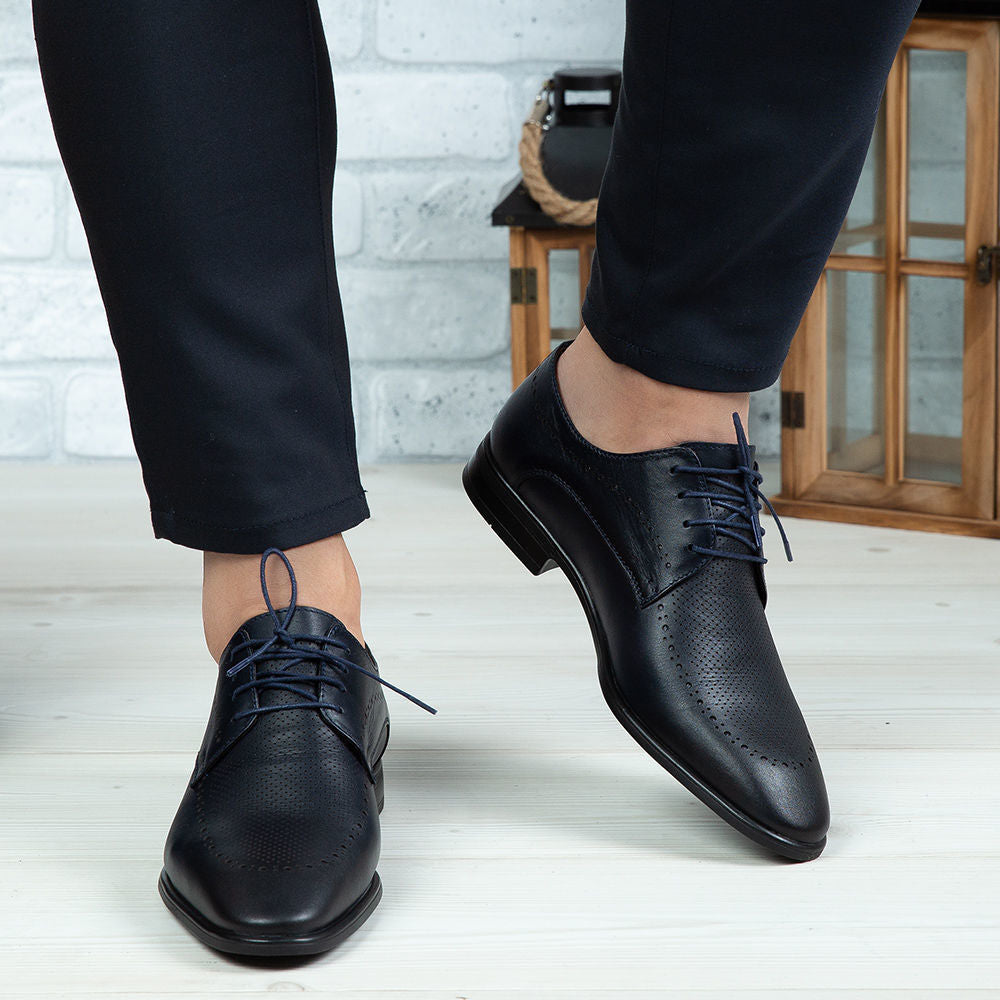 Pantofi Eleganti Barbati Din Piele Naturala 391 Blue