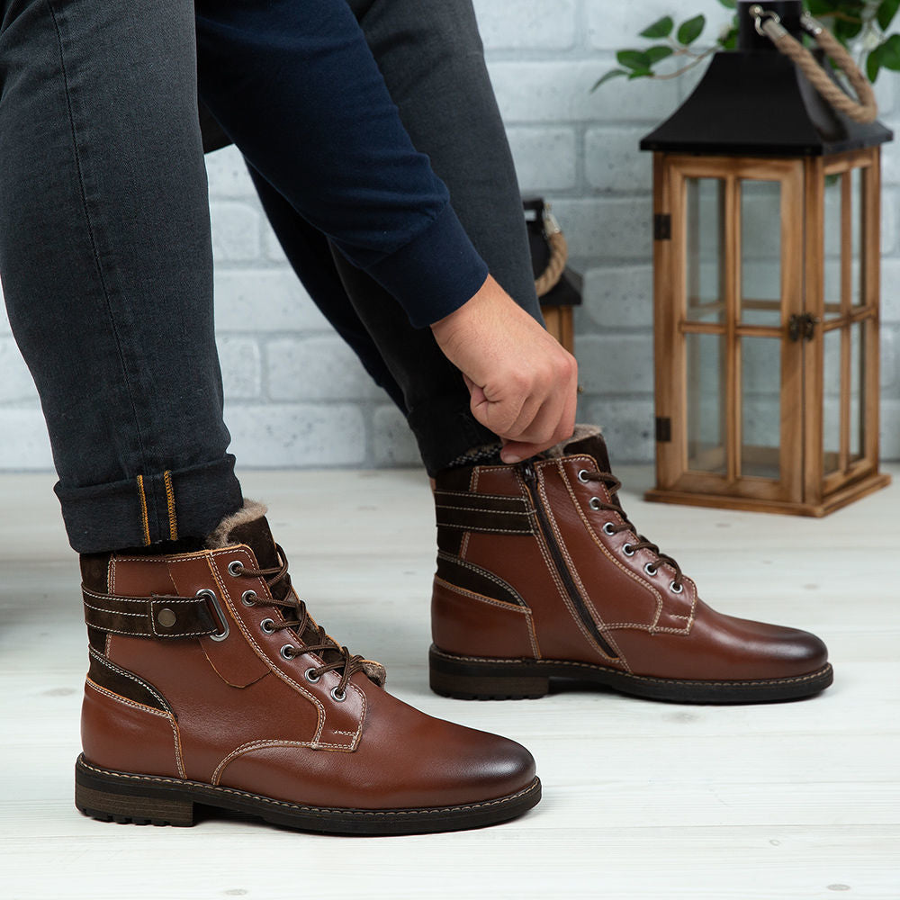 Ghete Barbati Piele Naturala C318 Maro