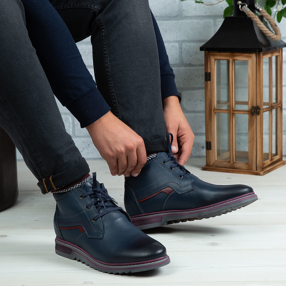 Ghete Barbati Piele Naturala 833 Blue