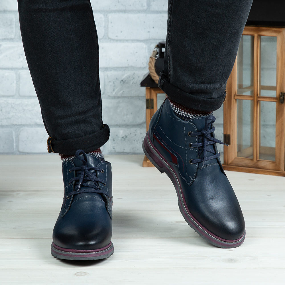 Ghete Barbati Piele Naturala 833 Blue