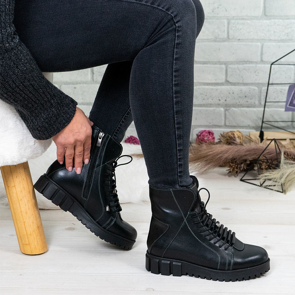 Ghete De Dama Din Piele Naturala 707 Nn Culoare Neagra