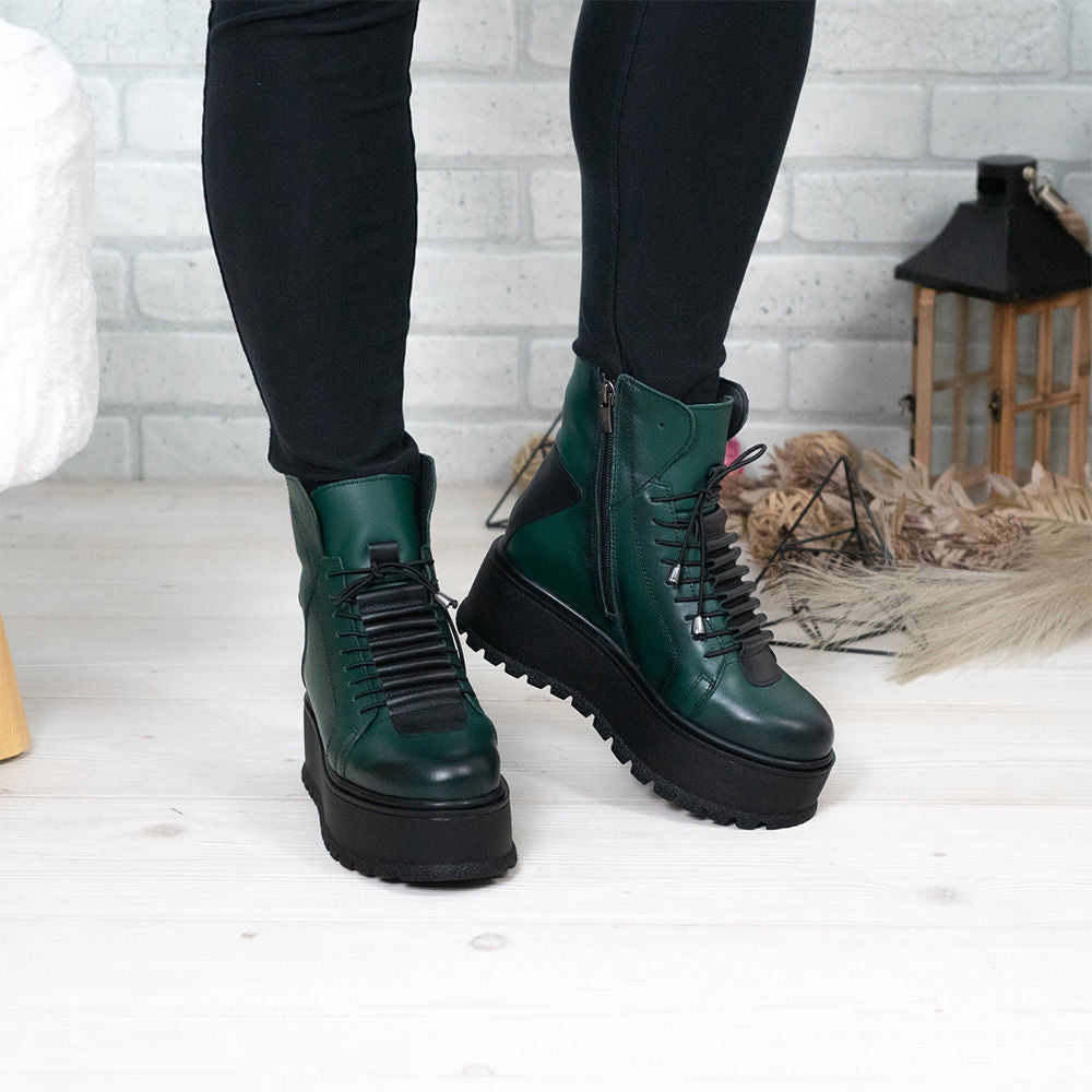 Ghete Dama Din Piele Naturala 708 Culoare Verde