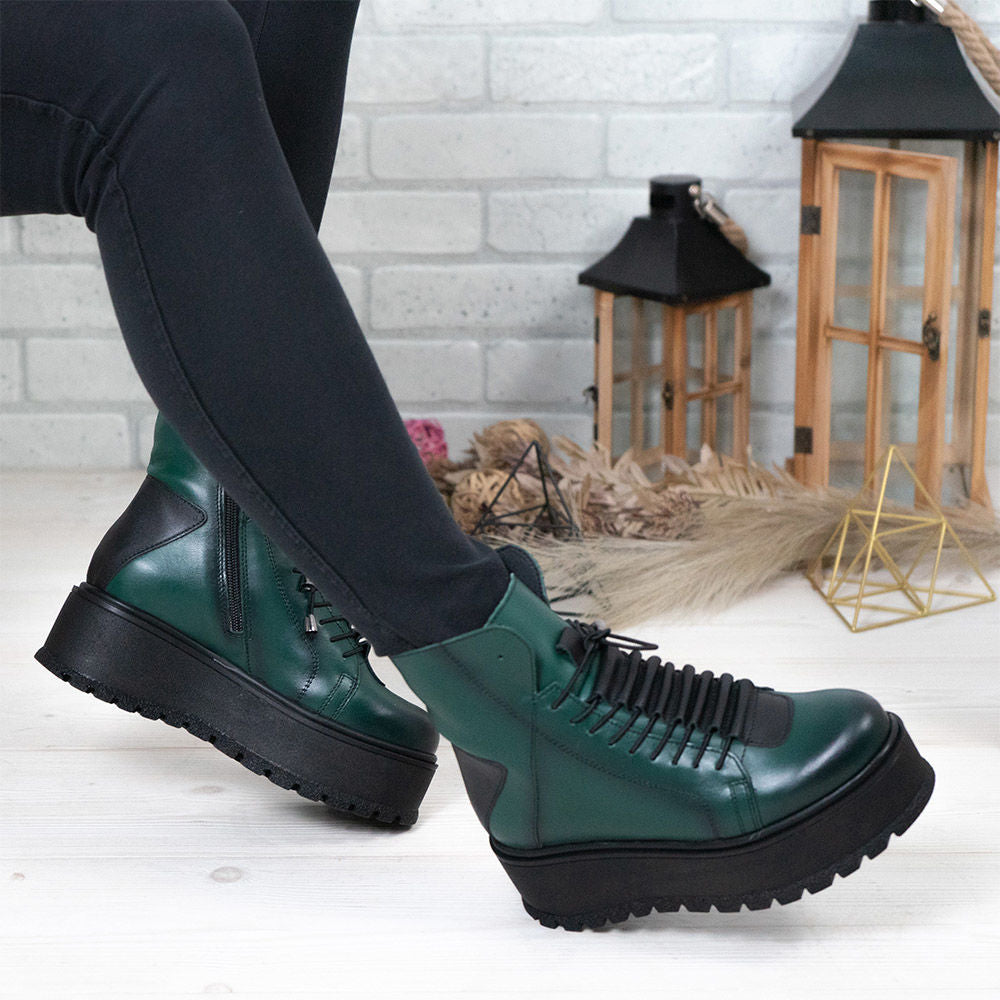 Ghete Dama Din Piele Naturala 708 Culoare Verde