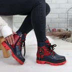 Ghete Dama Piele Naturala 736 Blue Rosu