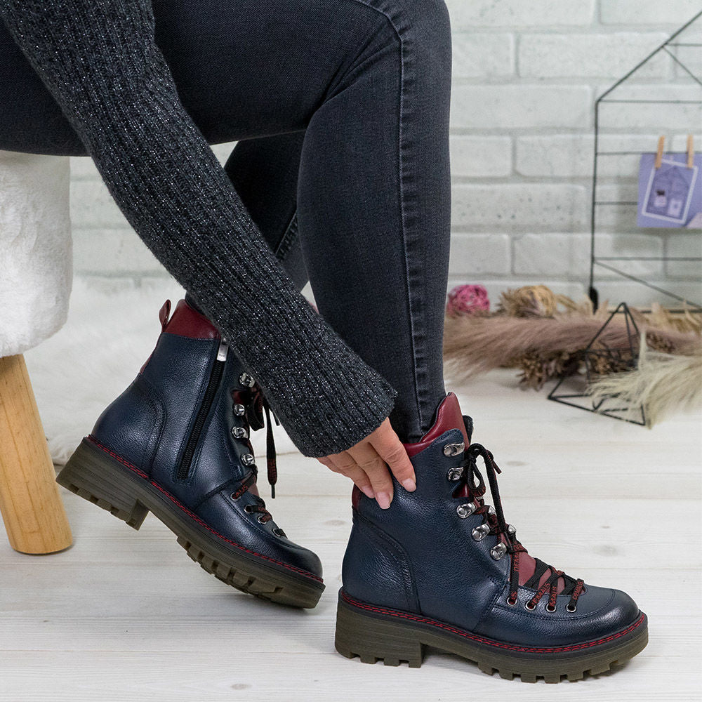 Ghete Dama Piele Naturala 739 Blue Visiniu
