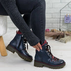 Ghete Dama Piele Naturala 739 Blue Visiniu