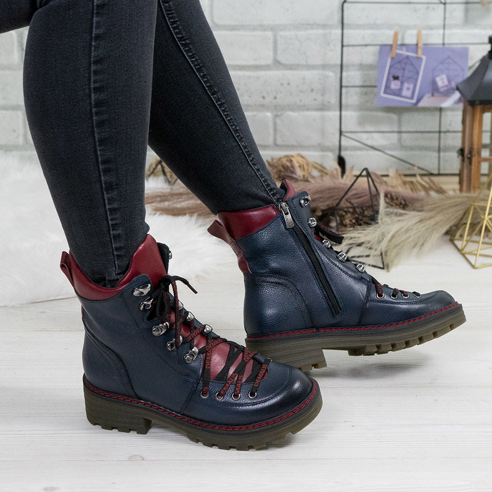Ghete Dama Piele Naturala 739 Blue Visiniu