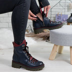 Ghete Dama Piele Naturala 739 Blue Visiniu