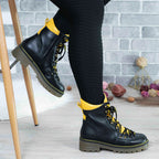Ghete Dama Piele Naturala 739 Negru Galben
