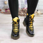 Ghete Dama Piele Naturala 739 Negru Galben