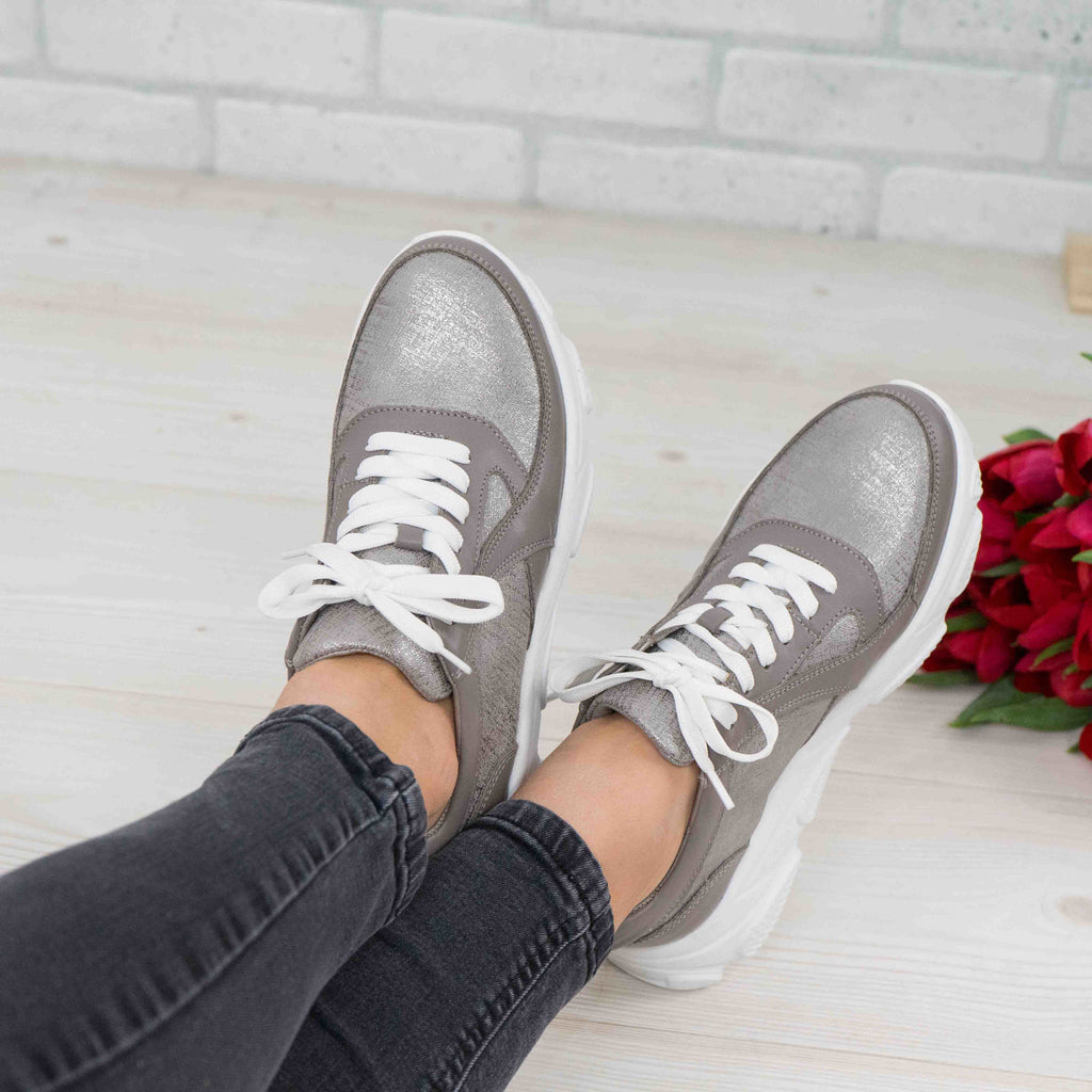 Pantofi Dama Piele Naturala 122 Gri