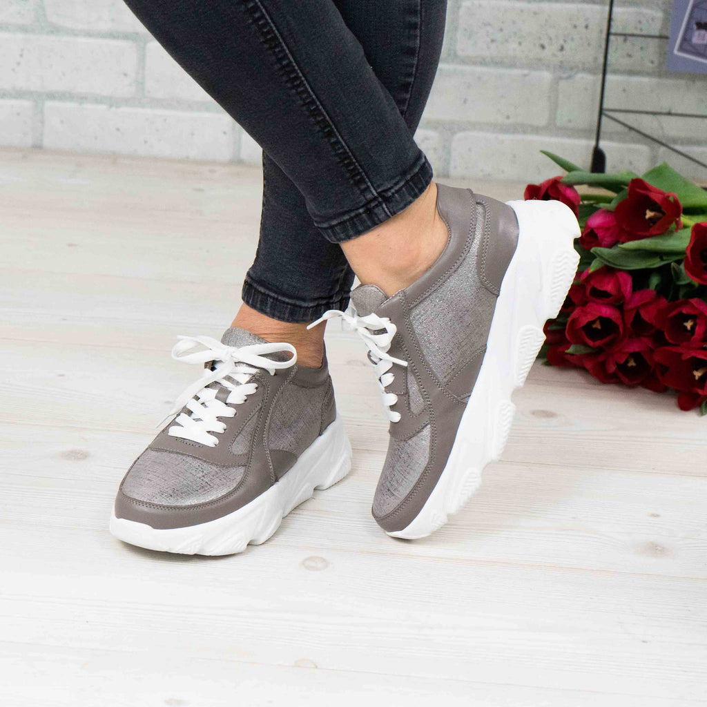 Pantofi Dama Piele Naturala 122 Gri