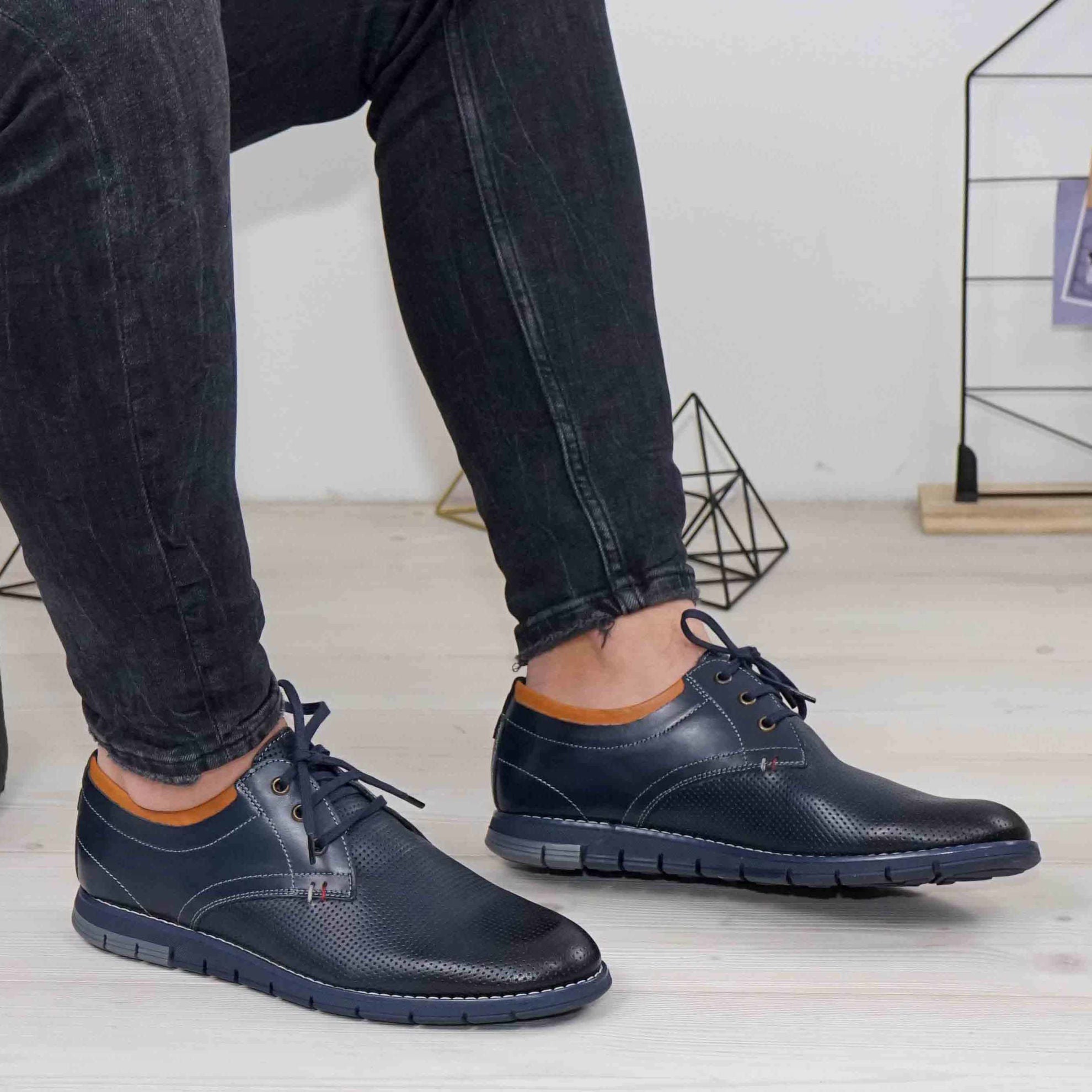 Pantofi Casual Barbati Piele Naturala 421 Blue