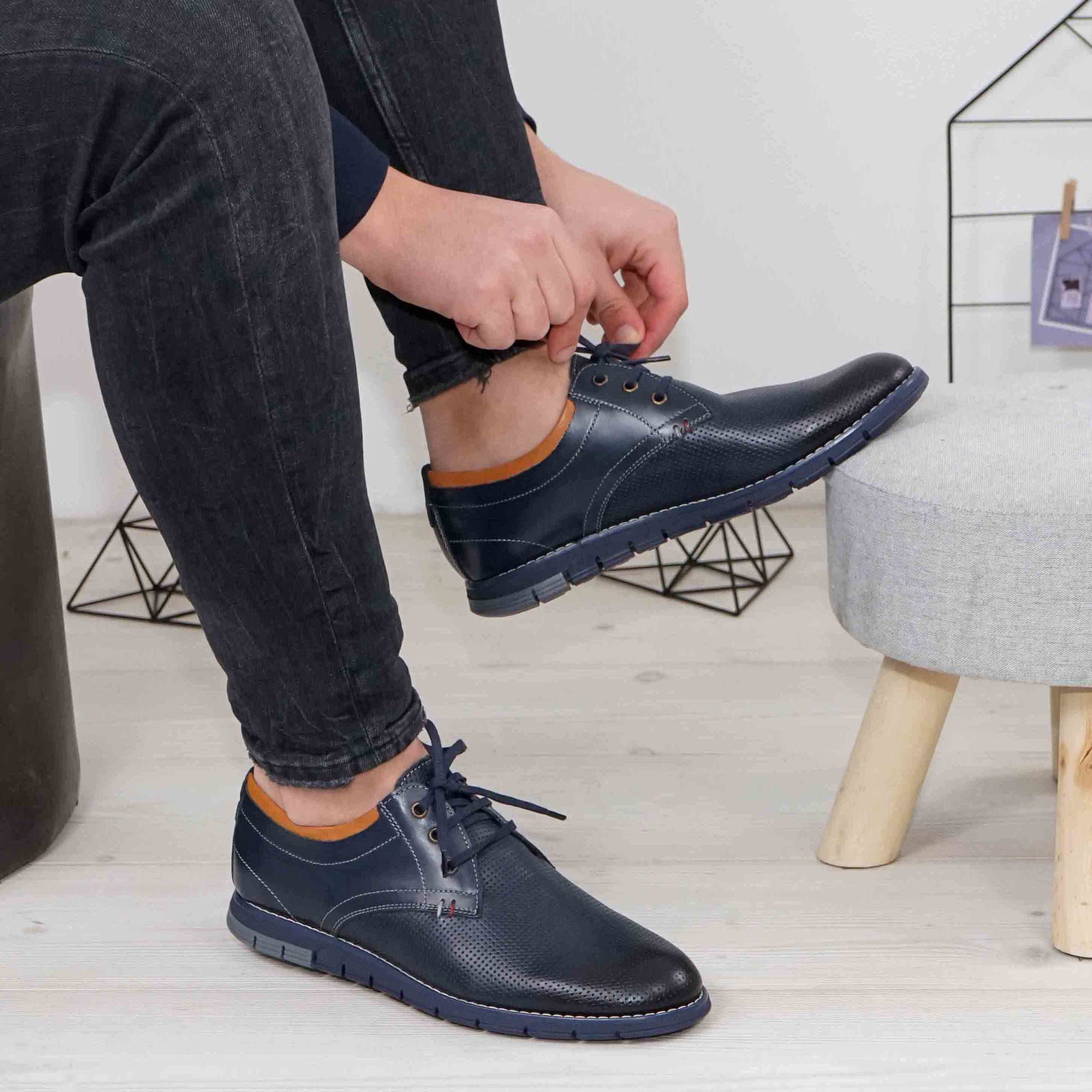 Pantofi Casual Barbati Piele Naturala 421 Blue