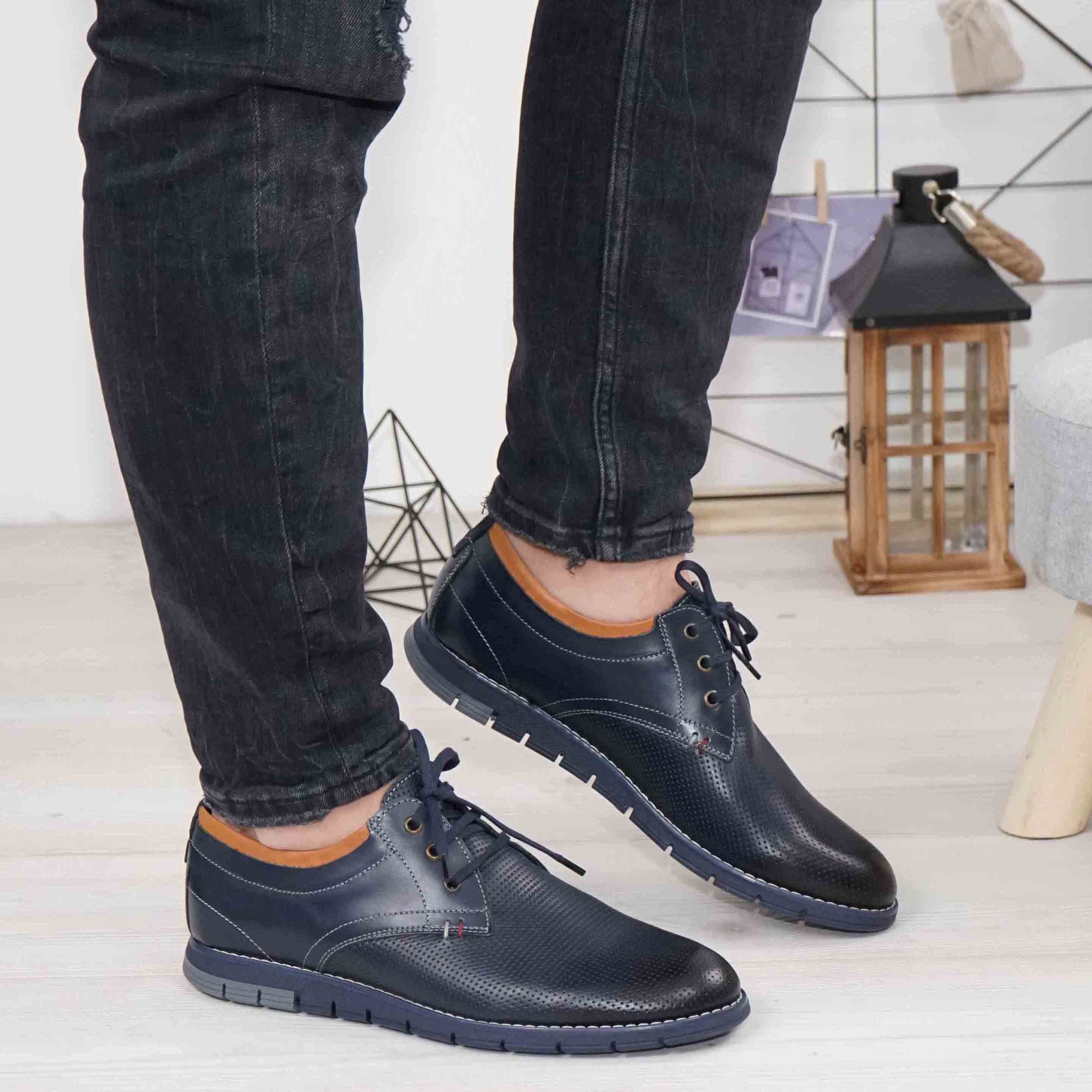 Pantofi Casual Barbati Piele Naturala 421 Blue