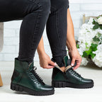 Ghete De Dama Din Piele Naturala 707 Culoare Verde