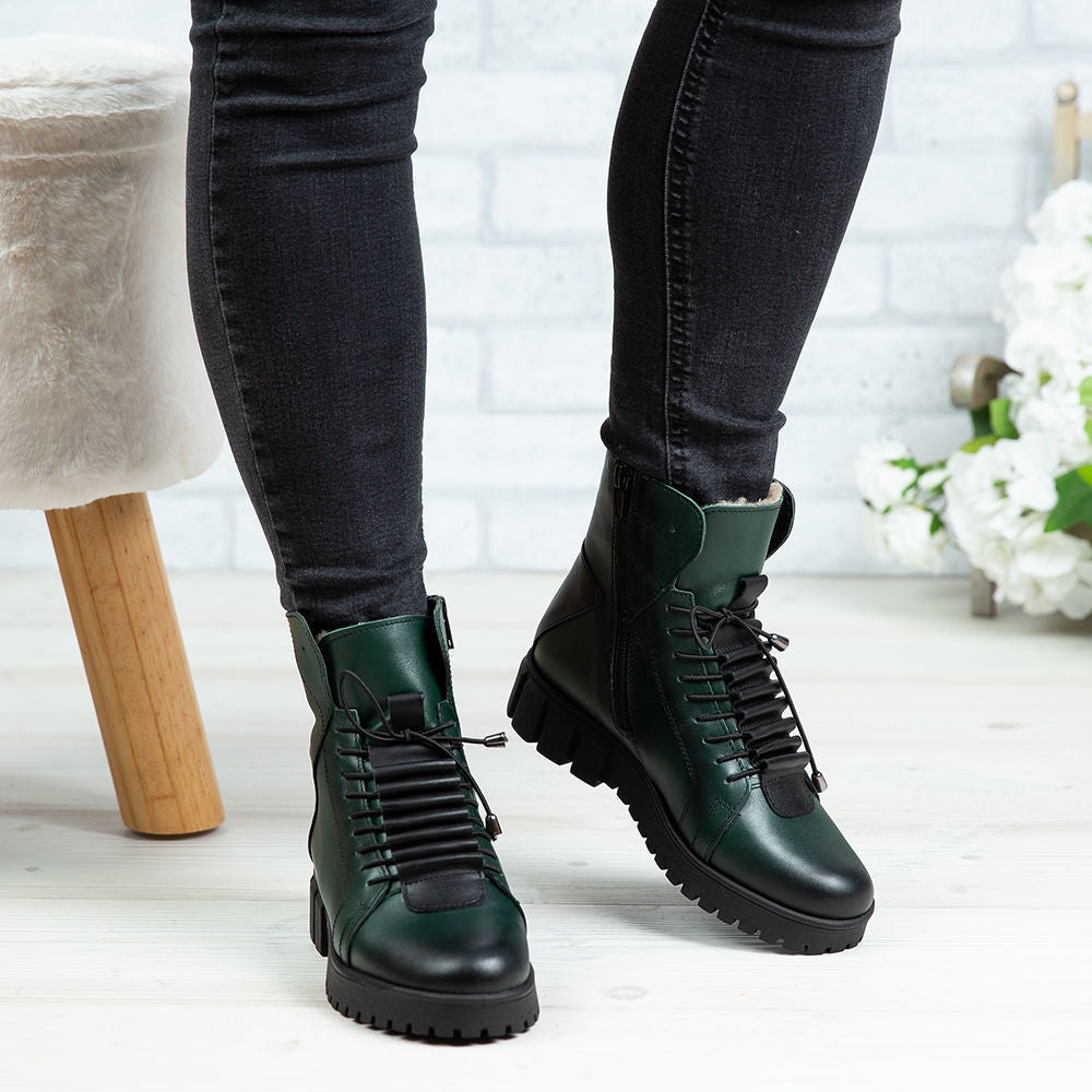 Ghete De Dama Din Piele Naturala 707 Culoare Verde