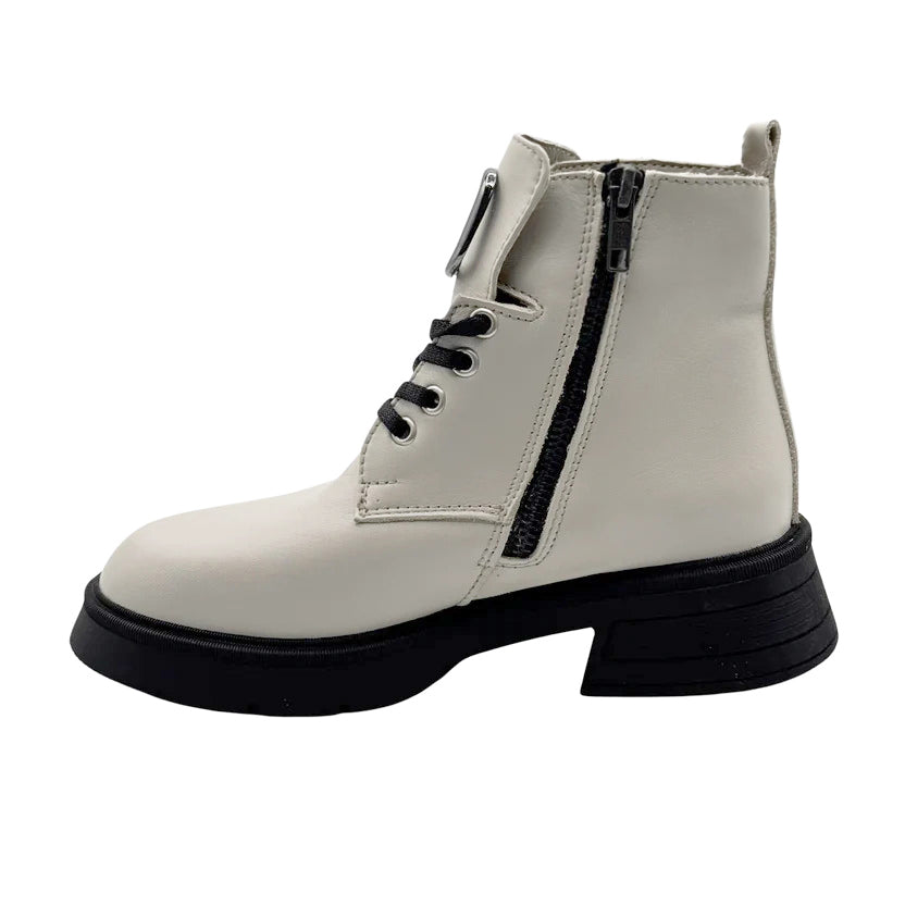 Ghete de damă din piele naturală | 730 Culoare alb natur