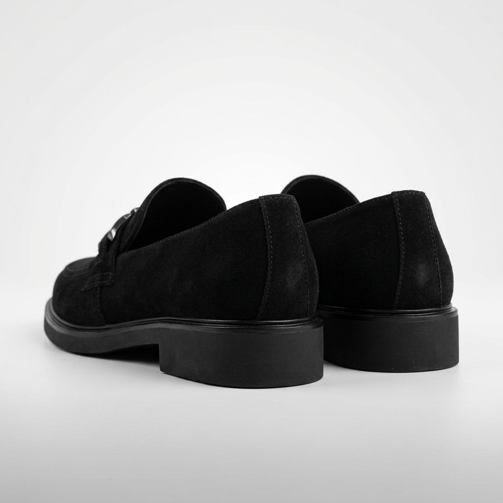 Mocasini damă negri din PIELE INTOARSSA naturală COD 149