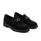 Mocasini damă negri din PIELE INTOARSSA naturală COD 149
