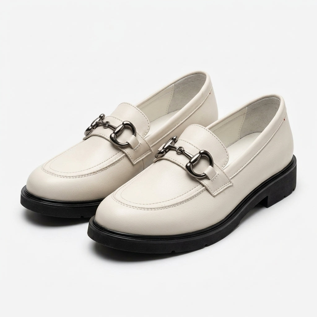 Mocasini damă BEJ DESCHIS  ACCESORIU 130 din piele naturală BOX . COD 149