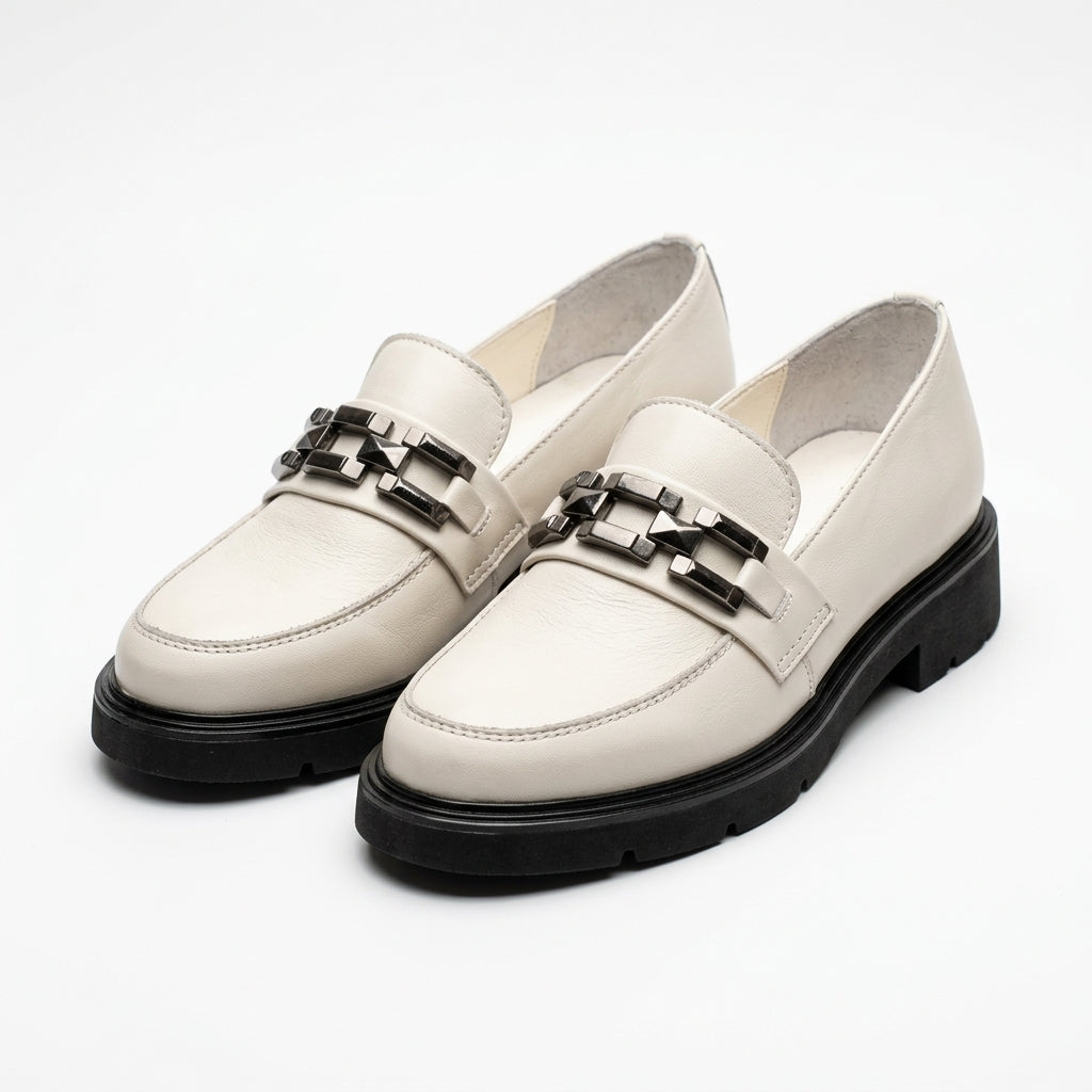 Mocasini damă BEJ DESCHIS din piele naturală 149
