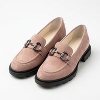 Mocasini damă din piele INTOARSA naturală culoare ROZ PUDRA. TALPA NEAGRA  COD130