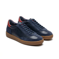 Pantofi COD 128. casual din piele naturala culoare ALBASTRU cu rosu