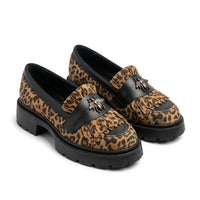 Mocasini damă din piele naturală ANIMAL PRINT, COD 131 .  talpa neagra