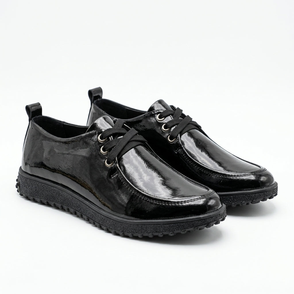Mocasini damă culoare negru din PIELE NATURALA LACUITA . COD 1422
