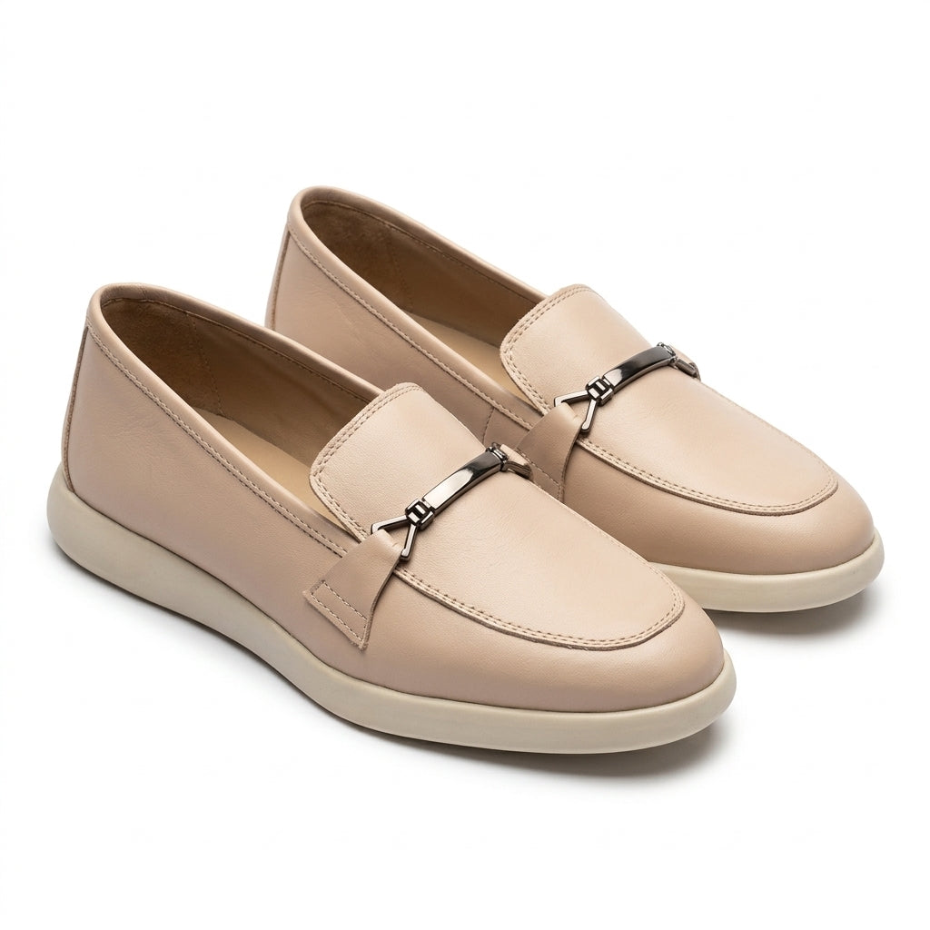 Mocasini damă ROZ PUDRA din PIELE NATURALA . COD 1423