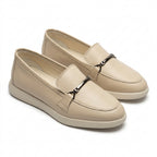 Mocasini damă BEJ din PIELE NATURALA . COD 1423