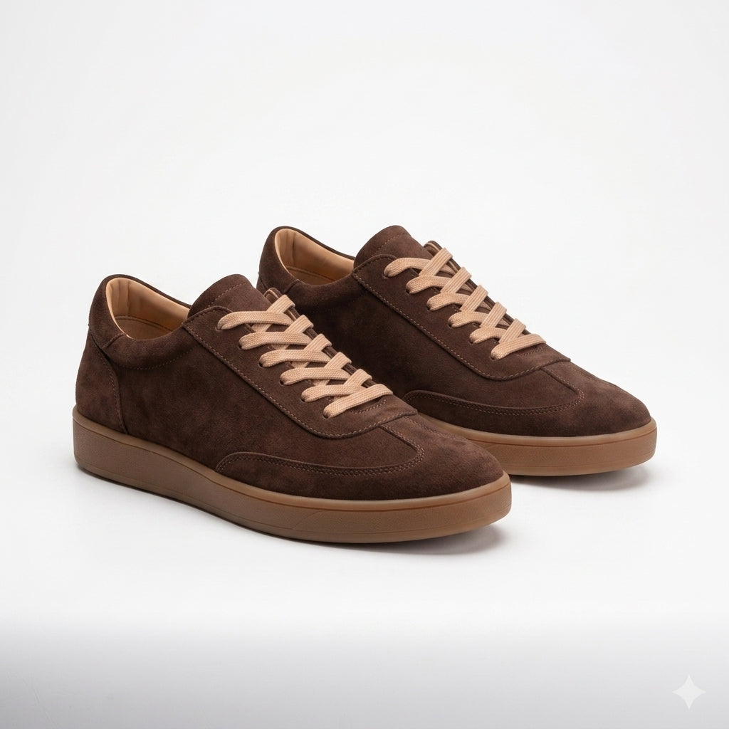 Pantofi casual din piele naturala INTOARSA, culoare CIOCOLATA, cod 128