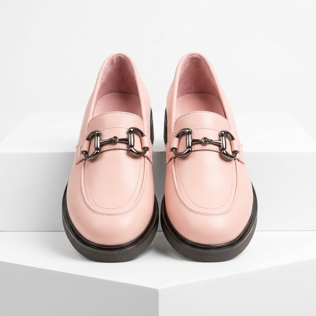 Mocasini damă din piele naturală culoare roz pudra 149